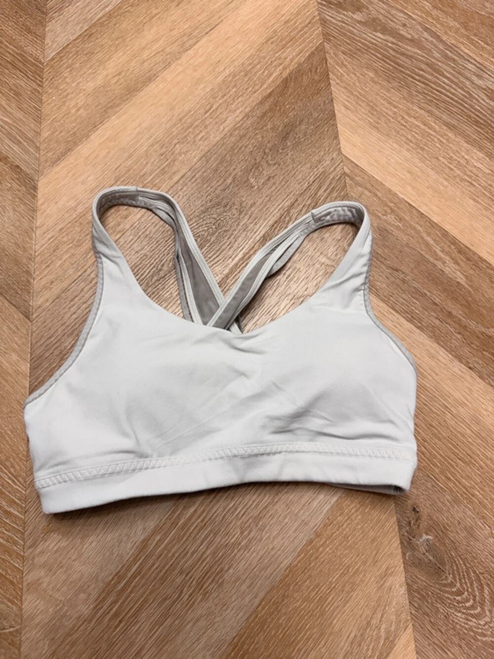 Athleta White and Gray Sports Bra
